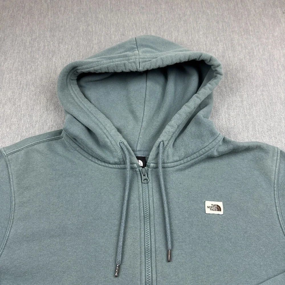 The North Face Jacket Men Large Green Heritage Patch Full Zip Hoodie Fleece Coat